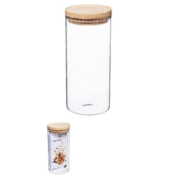 Atmosphera glas- och träförvaringsburkar med lufttätt lock - 1,3 liters lufttät burk