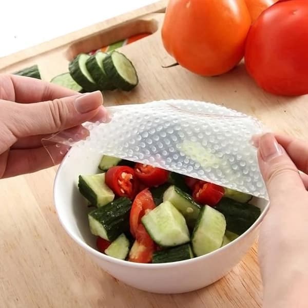 Nya 4-pack Multifunktionella Livsmedelsförvaringssaran Wrap Köksverktyg Återanvändbara Silikonmatwraps Tätningsvakuumlock St
