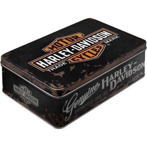HARLEY-DAVIDSON Nostalgisk design Äkta retrostil platt plåtlåda 23 x 16 x 7 cm - 30703