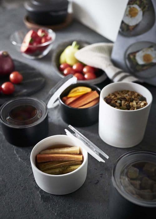 Yamazaki home - 5116 - Lådor/boxar med lufttätt lock | Keramik | Stor | Matförvaring, vit, L