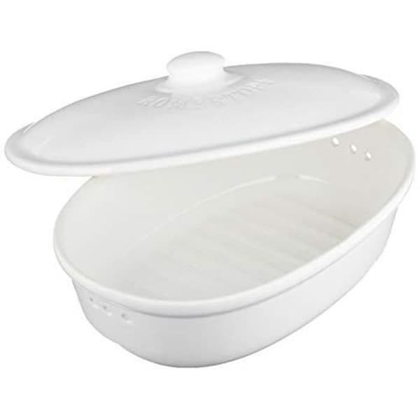 RÖMERTOPF Oval brödlåda - Vit - Mellanstor - 30 x 21 x 15 cm