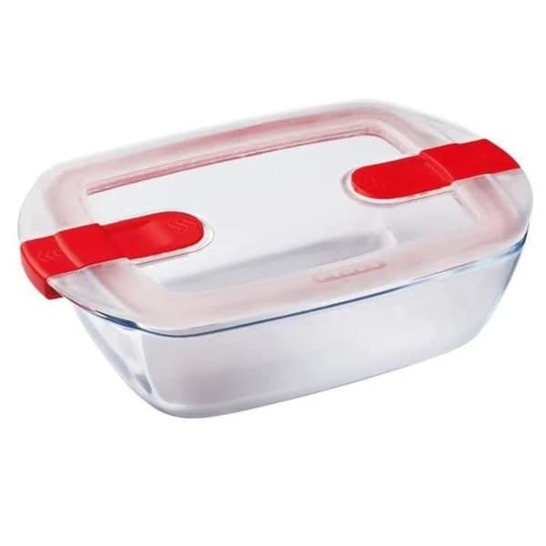 Rektangulär låda med lock - PYREX - 1451024 - 23 x 15 cm - 1,1 L - Cook &amp; Heat - Bas i borosilikatglas