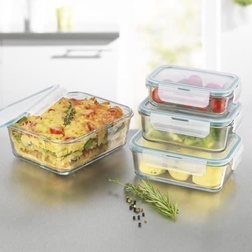 GOURMETmaxx 02847 - Matförvaringsbehållare i glas Set med 8 Klickburkar Lufttät lunchlåda