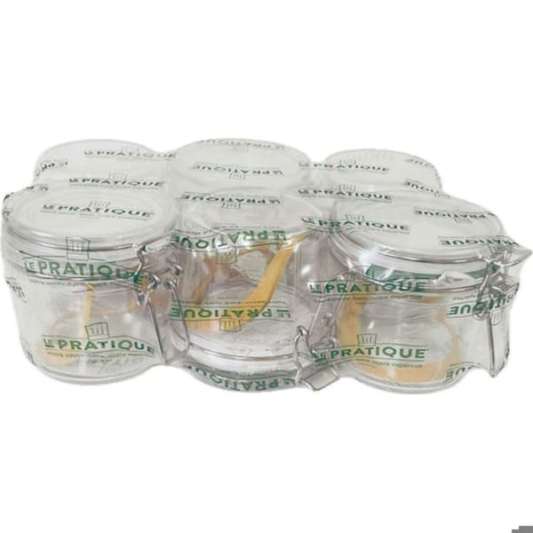 Set med 6 glasburkar med ram 350 ml