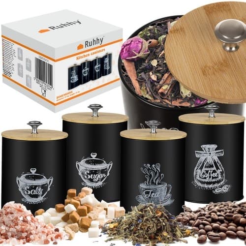 Köksbehållare / Matförvaring - Kaffe, te, salt, socker - 4-delar