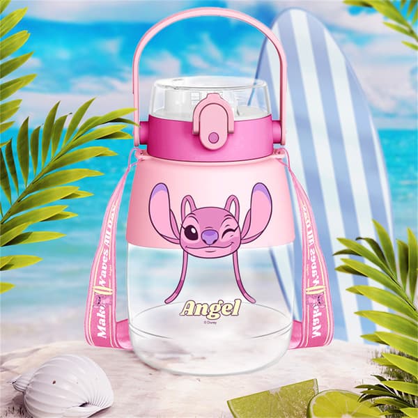 Miniso Disney Stitch 1300ml Tritan Vattenflaska med Sugrör, Perfekt för Hydrering på Språng
