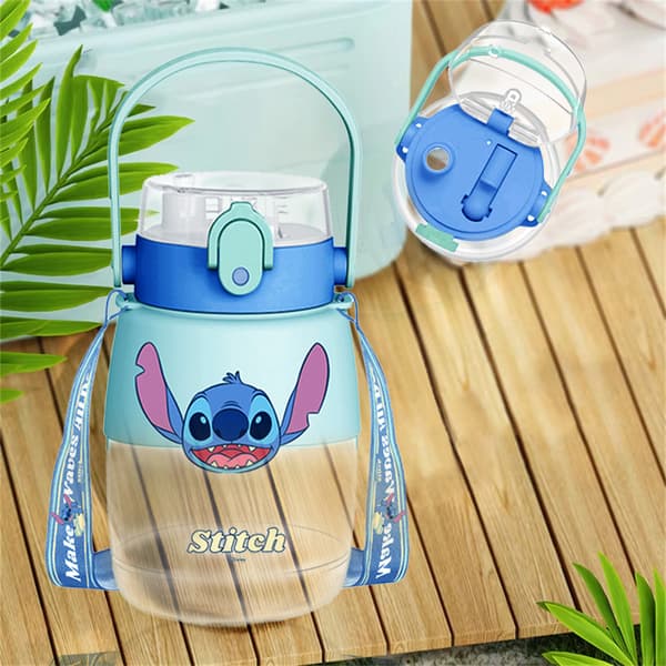Miniso Disney Stitch 1300ml Tritan Vattenflaska med Sugrör, Perfekt för Hydrering på Språng