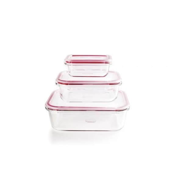 Häckande förvaringslådor - IBILI - Set med 3 - Glas - Transparent - 0,18L, 0,65L, 1,5L