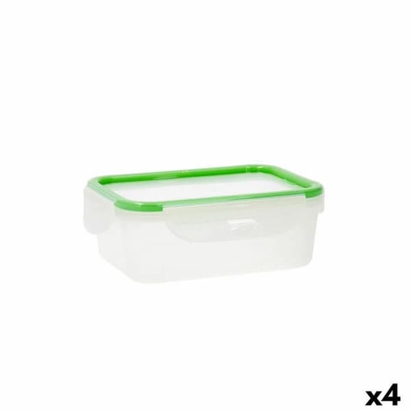 Quid Greenery Lunchbox 1 L Transparent plast 13 x 18 x 6,8 cm - 1 L (4 enheter) (Pack 4x)