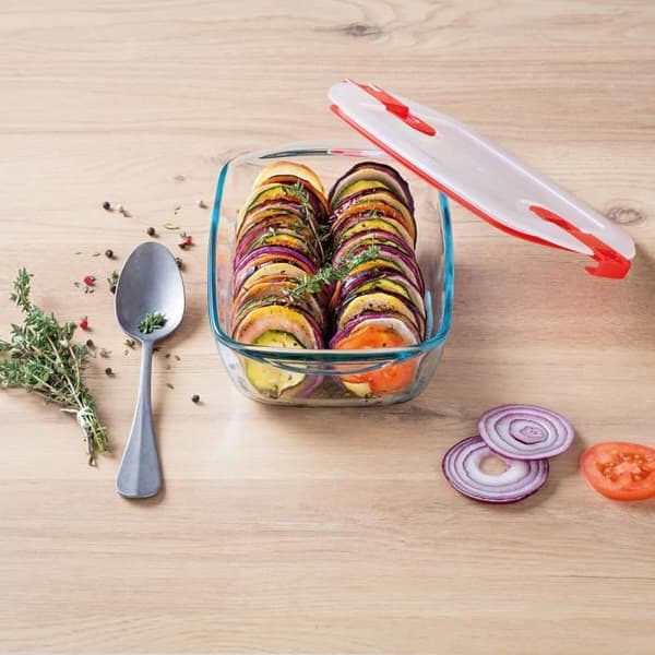 Pyrex Cook &amp; Heat rektangulär lufttät lunchlåda 400 ml 17 x 10 x 5 cm Transparent glas (5 enheter)