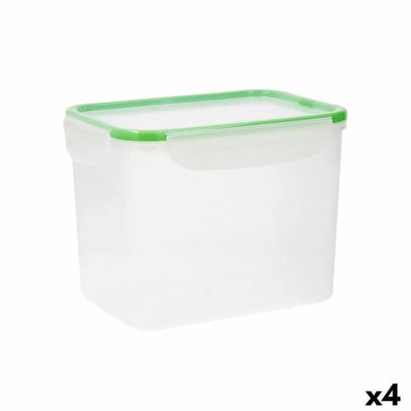 Quid Greenery Transparent Plast Lufttät Lunchbox (3,7 L) (Pack 4x)