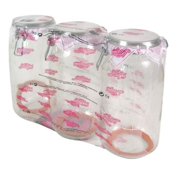 LE PARFAIT 1652075 Set med 3 glasburkar - 3L - D 100 - Transparent