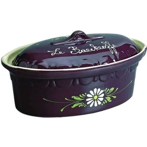 SIEGFRIED - Terrin - 41,5 cm - kapacitet 5 L - aubergine/ vita blommor - Baeckeoffe N°7
