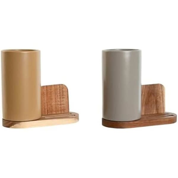 Köksredskapslådor - HOME ESPRIT - Set med 2 - Acacia - Dolomit - Flerfärgad