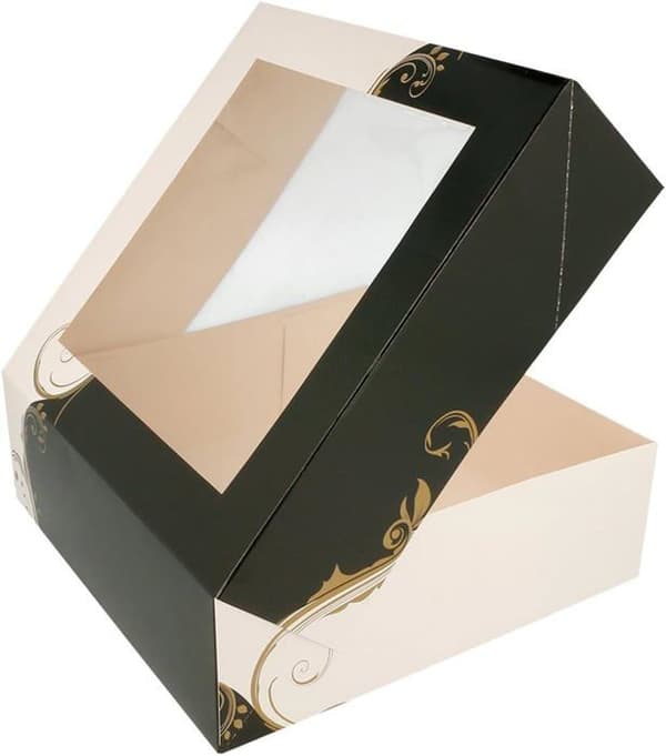 García de pou - 204,70 - Garcia de pou bagerikartonger med fönster 275 g/m2, 23 x 23 x 7,5 cm, set om 50 st, Vit