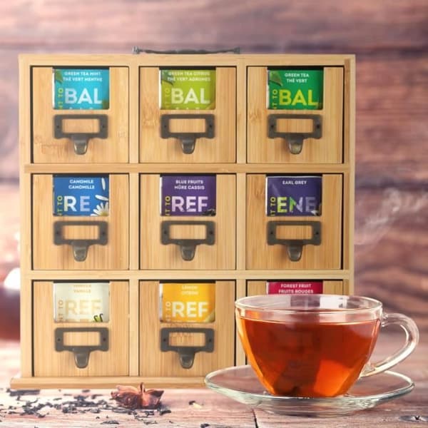 Teaskrin - RELAXDAYS - 9 Fack - Förvaring i Bambu - Att Ställa eller Hänga - Naturlig