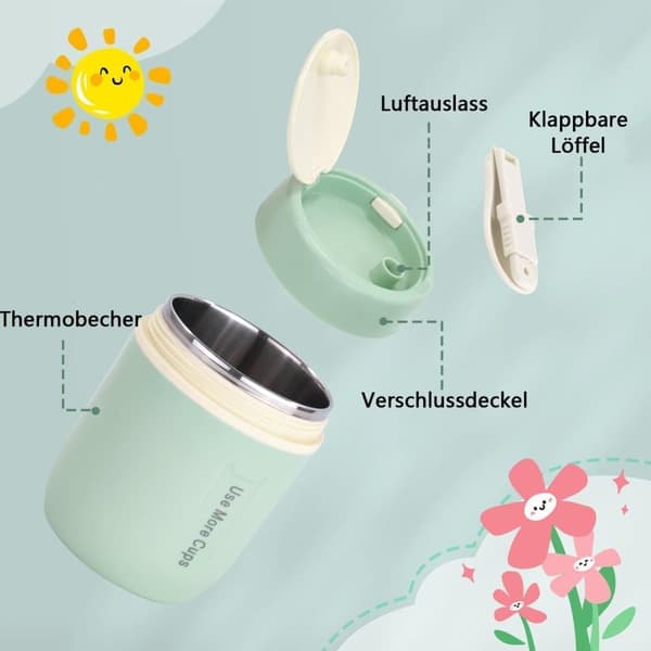 Isolerad matlåda, håller maten varm, rostfri termosbehållare med sked, läckagesäker design, 500 ml