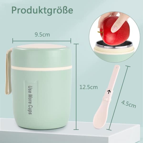 Isolerad matlåda, håller maten varm, rostfri termosbehållare med sked, läckagesäker design, 500 ml