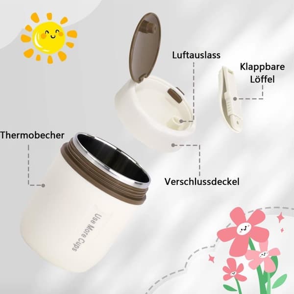 Isolerad matlåda, håller maten varm, rostfri termosbehållare med sked, läckagesäker design, 500 ml
