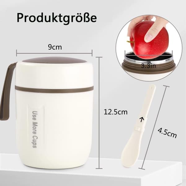 Isolerad matlåda, håller maten varm, rostfri termosbehållare med sked, läckagesäker design, 500 ml