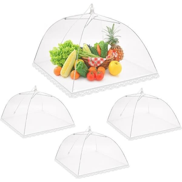 4 st cloche för livsmedel som är vikbar - Flugbort - Insektsnät för mat - Matlock - Universell storlek