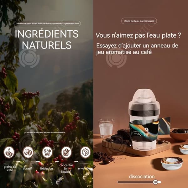 INN vattenflaska 400 ml luftsmakflaska med 1 kaffesmaksring Naturlig rik kaffesmak Återanvändbar flaska