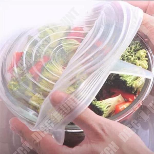 TD® Silikonredskap 6 delar Stretch Användbara lock Kökspropp Lock Fruktlock Skålar Skålar Krukor Frukt
