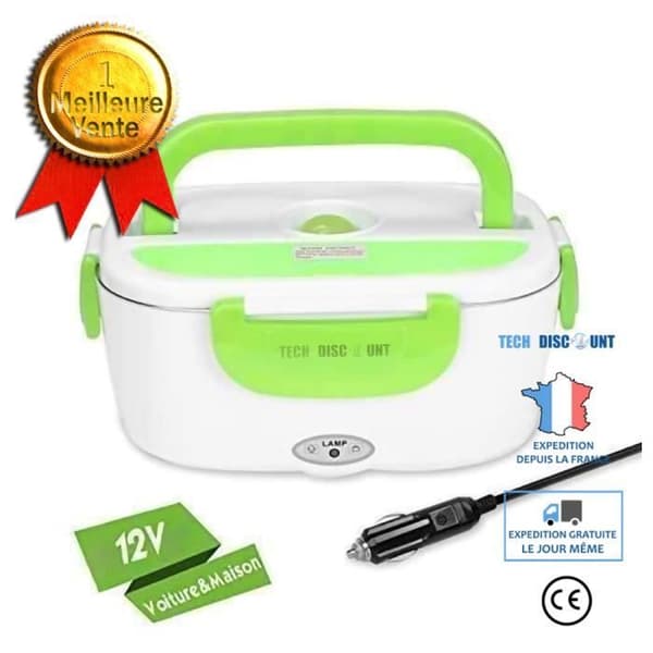 TD® Eluppvärmd Lunchlåda Bil Lunchlåda/Praktisk och bärbar/Uppvärmningslunch i bil/grönt och vitt