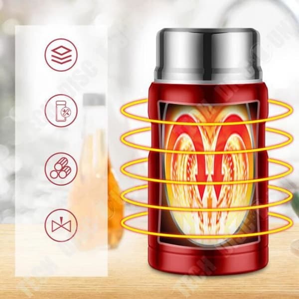 TD® FLASKA skål Mathållare termos mat isolerad rostfritt stål röd 500 ml kall varm kaffe måltid transportabel