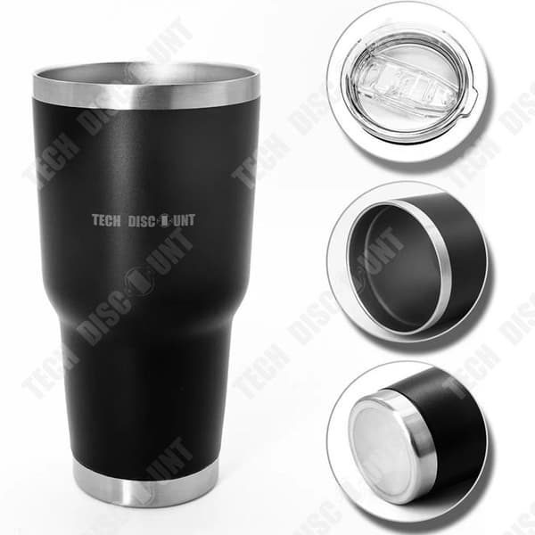 TD® isolerad kaffemugg 30OZ Svart Återanvändbar 304 rostfritt stål isolerad kopp med lock Varm och kall kaffekopp