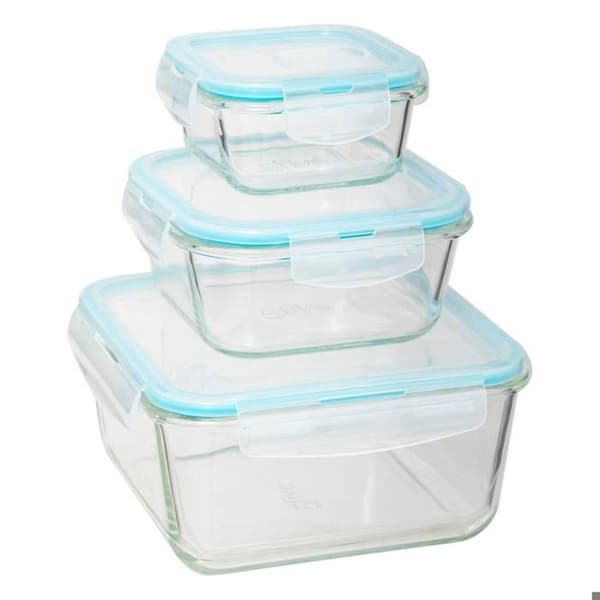 Förvaringslådor - FIVE - ClipEat - Set om 3 - Glas - Tätslutande - Utan BPA