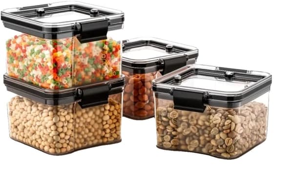 Set av plastmatbehållare, lufttät försegling, stapelbar design, 400 ml kapacitet