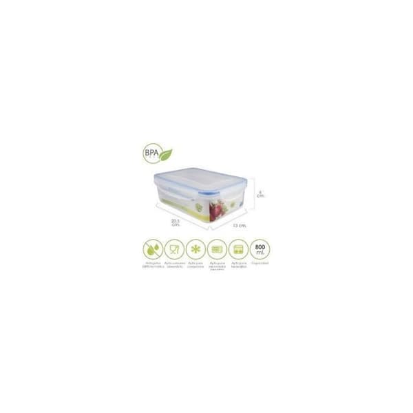 Lufttät rektangulär plastbehållare 800 ml. 20,5x13x6 (H) cm. 05025002