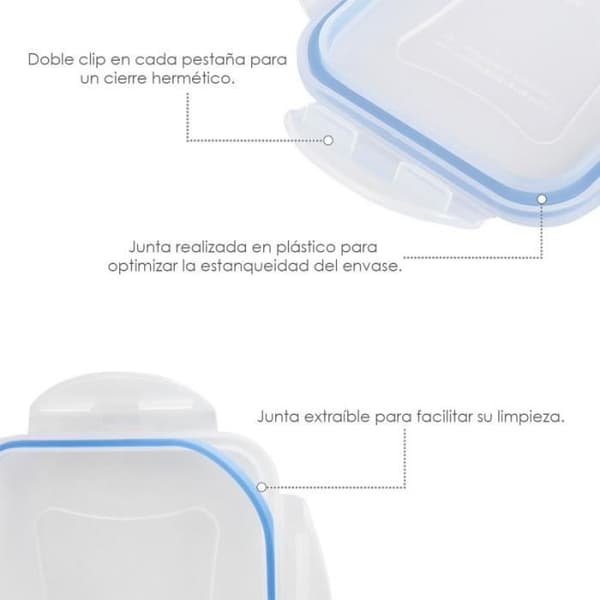 Set med lufttäta rektangulära plastbehållare (6 stycken) AFT 05025070