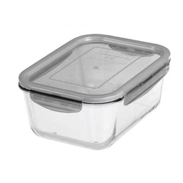 Rektangulär glasbehållare för förvaring på 0,25L till 2,7L - färg: Transparent / grå - storlek hxlxb (mm): 79x280x2