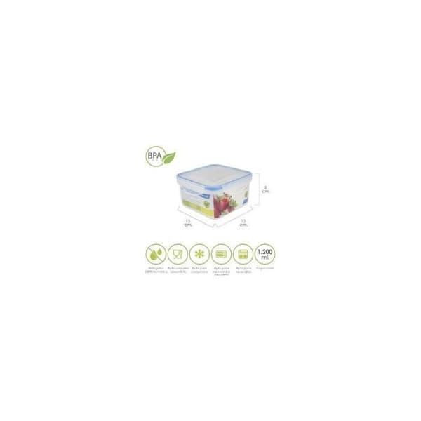 Lufttät fyrkantig plastbehållare 1200 ml. 15x15x8 (H) cm. 05025013