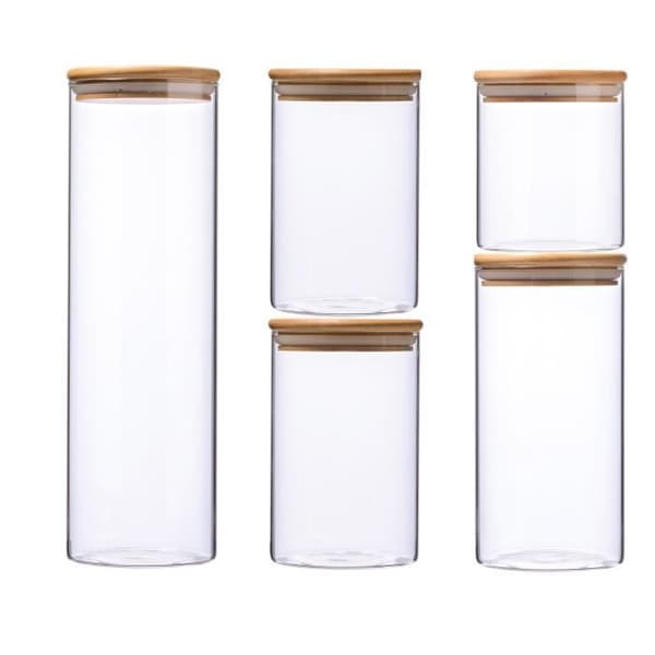 Förvaringsbehållare i borosilikatglas med hermetiskt lock (5-pack)