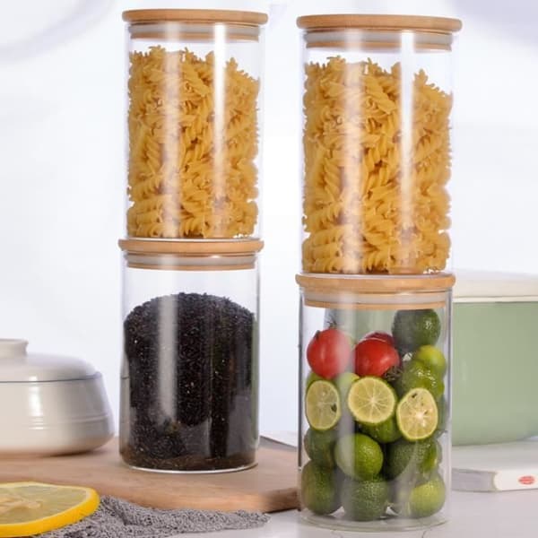 4x1000ml Förvaringsburkar i Borosilikatglas med Airtight Lock (10x15cm)