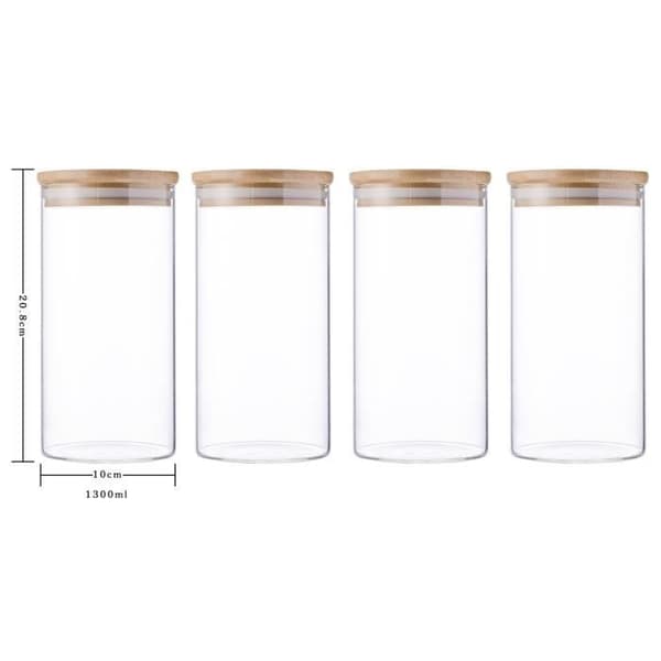 4x1300ml Förvaringsburkar i Borosilikatglas med Lufttät Lock (10x20cm)