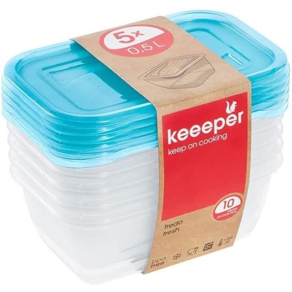 Pack 5 Fredo fresh förvaringsbox 0,5 L blå