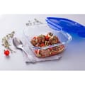 Miniatyrbild 3 av 4: PYREX COOK &amp; GO Fyrkantigt förvaringsfat 0,8l 16cm + Blått lock