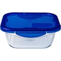 Miniatyrbild 1 av 4: PYREX COOK &amp; GO Fyrkantigt förvaringsfat 0,8l 16cm + Blått lock