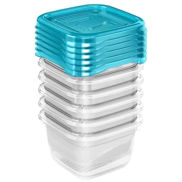 Set med 6 fredo fresh förvaringslådor 90 ml blå