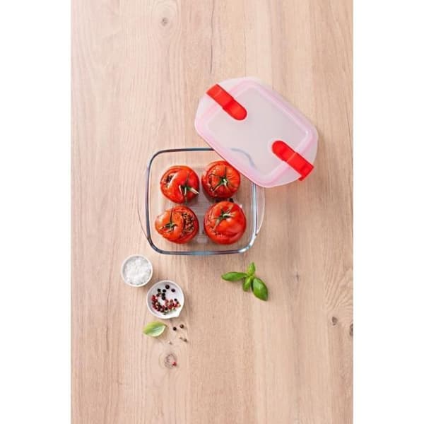PYREX Fyrkantigt fat 14x12x4 cm + Cook &amp; Heat lock