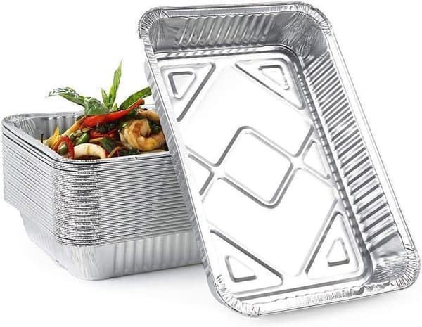 25 stora engångsbrickor i aluminium - MATANA - (2000ml/31x21cm) - Matlagning, bakning, grillning, frysning