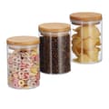 Miniatyrbild 1 av 6: Relaxdays Glasförvaringslådor, set om 3, storlekar 600 ml, pasta, ris, flingor, kaffe, D 5 cm, bambu