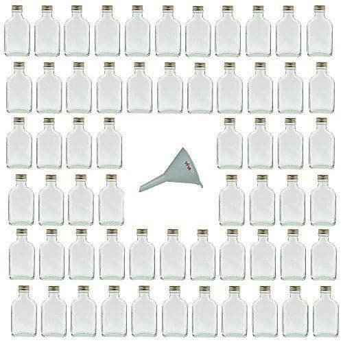 Viva Haushaltswaren 30332 - FÖRVARINGSLÅDA - Set med 60 små glasflaskor med skruvlock och tratt 7cm