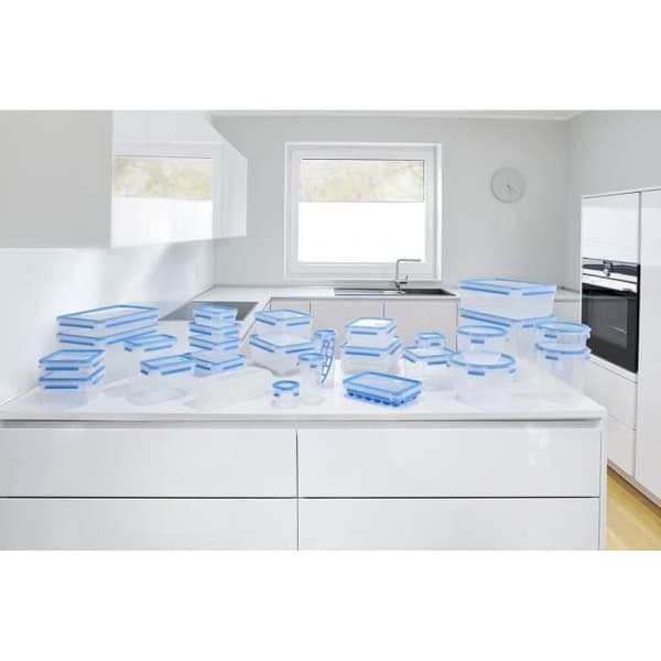Emsa Clip&Close 508546 Rektangulär plastförvaringsbehållare 3,7 L, Perfekt konservering, 100 % lufttät, Blå