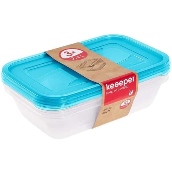Set med 3 Fredo Fresh förvaringslådor 2,4 L blå