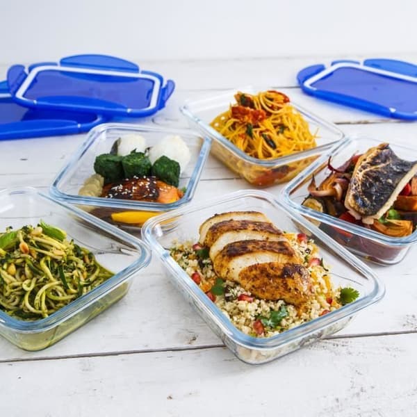 PYREX COOK&GO Rektangulärt förvaringsfat 1,7l 24x18cm + Blått lock